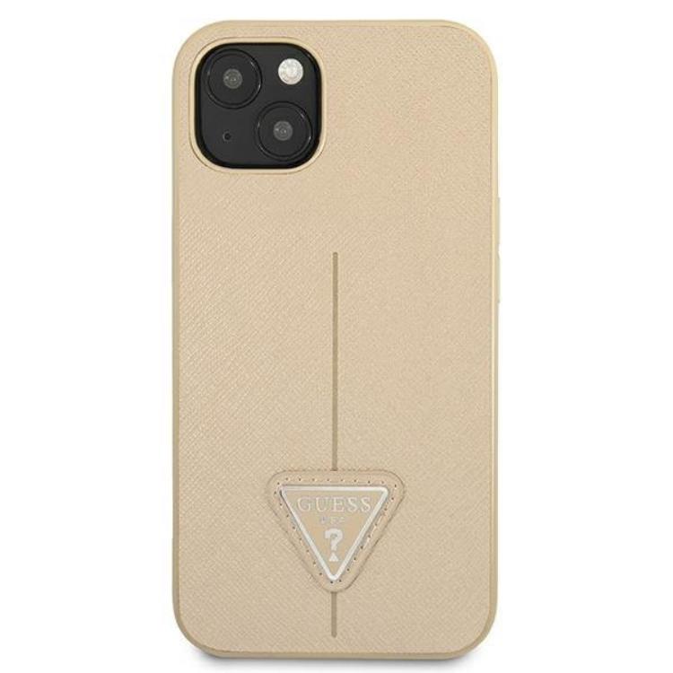 Guess Guess iPhone 13 Mini Skal Saffiano Triangle Logo - Beige