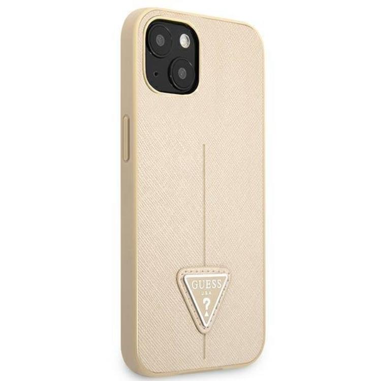 Guess Guess iPhone 13 Mini Skal Saffiano Triangle Logo - Beige