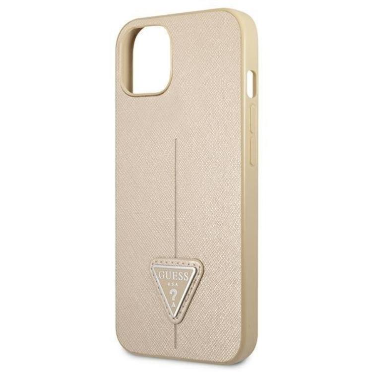 Guess Guess iPhone 13 Mini Skal Saffiano Triangle Logo - Beige