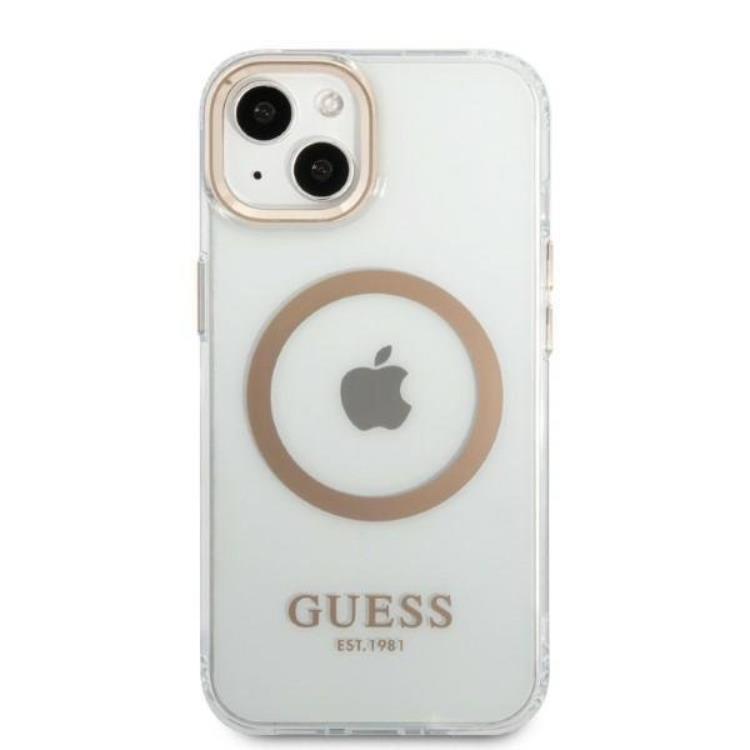Guess Guess iPhone 13 Skal Magsafe Metal Outline - Guld