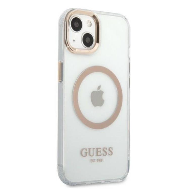 Guess Guess iPhone 13 Skal Magsafe Metal Outline - Guld