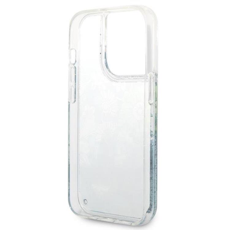 Guess GUESS iPhone 14 Pro Skal Flower Liquid Glitter - Grön