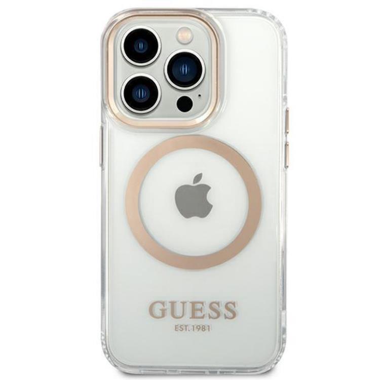 Guess GUESS iPhone 14 Pro Skal Magsafe Metal Outline - Guld