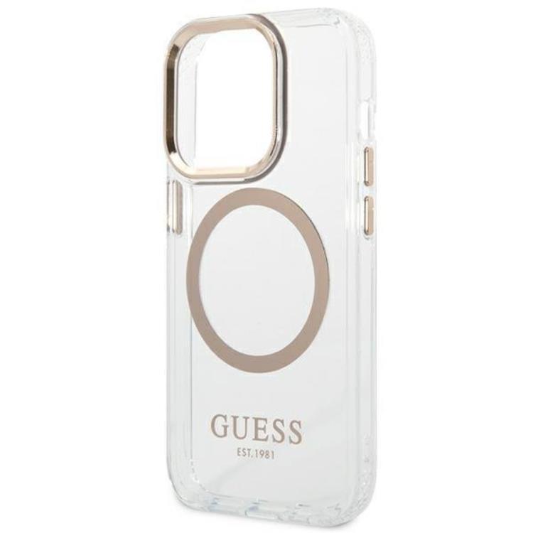 Guess GUESS iPhone 14 Pro Skal Magsafe Metal Outline - Guld