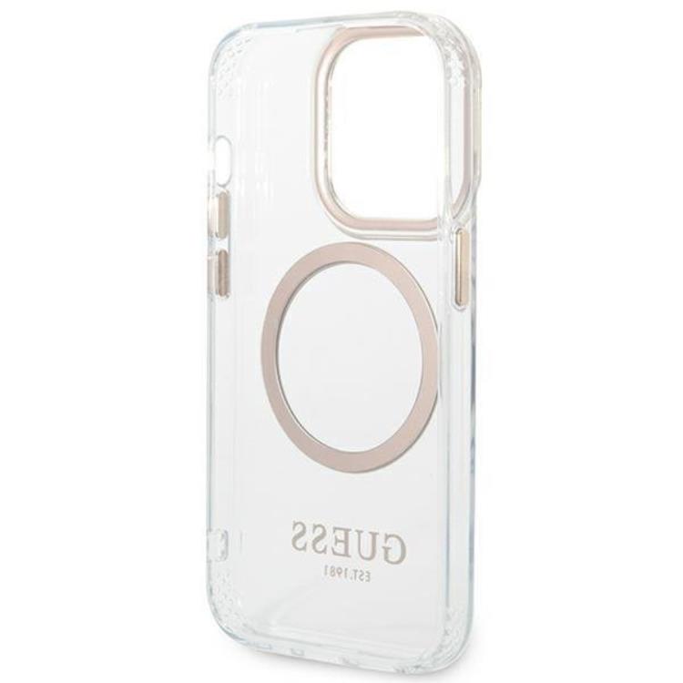 Guess GUESS iPhone 14 Pro Skal Magsafe Metal Outline - Guld