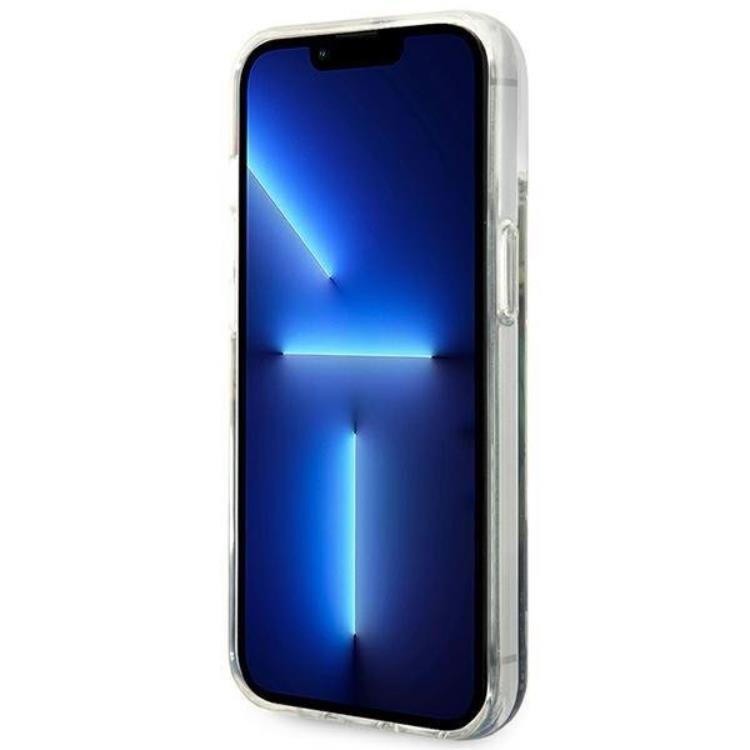 Guess GUESS iPhone 14 Skal Flower Liquid Glitter - Blå