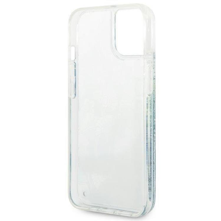 Guess GUESS iPhone 14 Skal Flower Liquid Glitter - Grön