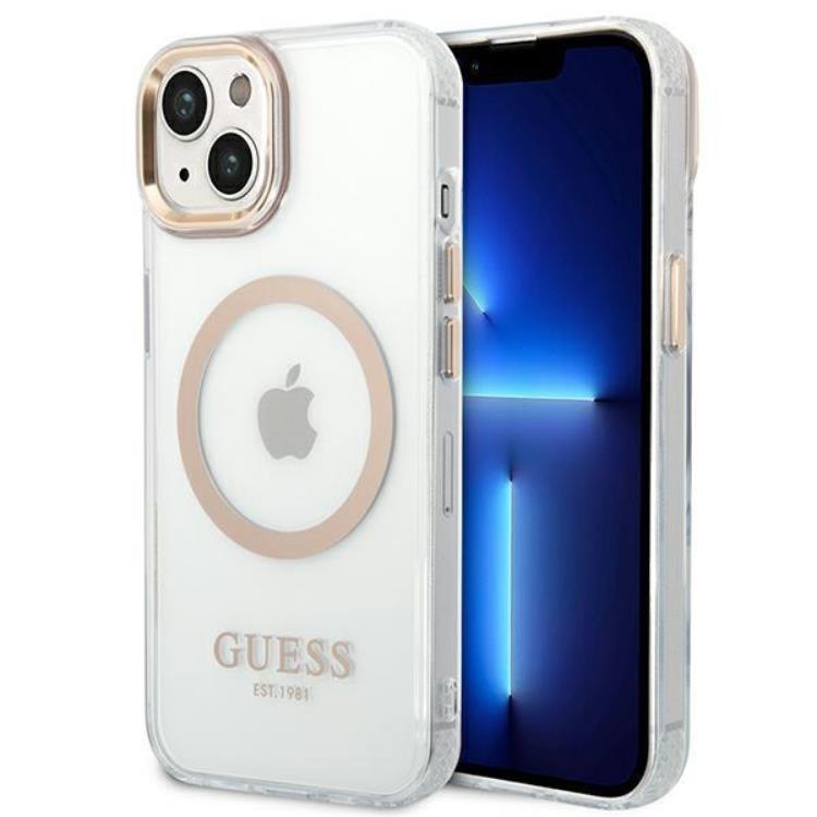 Guess GUESS iPhone 14 Skal Magsafe Metal Outline - Guld