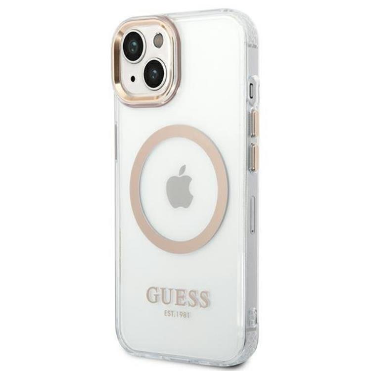 Guess GUESS iPhone 14 Skal Magsafe Metal Outline - Guld