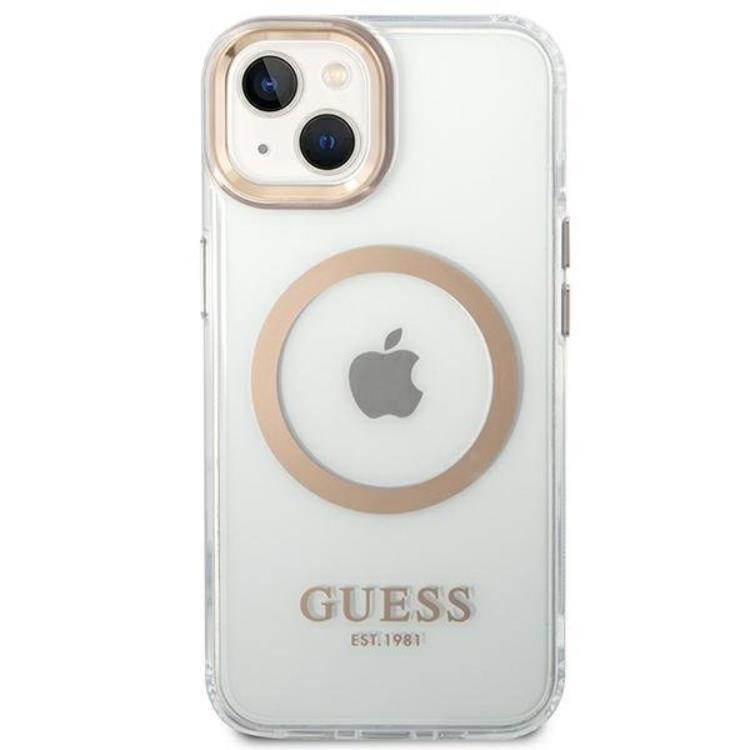 Guess GUESS iPhone 14 Skal Magsafe Metal Outline - Guld