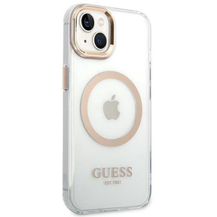 Guess GUESS iPhone 14 Skal Magsafe Metal Outline - Guld