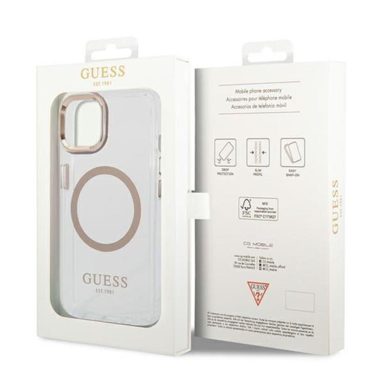 Guess GUESS iPhone 14 Skal Magsafe Metal Outline - Guld