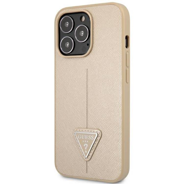 Guess Guess iPhone 13 Pro Skal Saffiano Triangle Logo - Beige