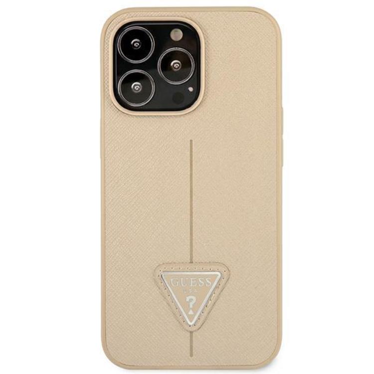 Guess Guess iPhone 13 Pro Skal Saffiano Triangle Logo - Beige