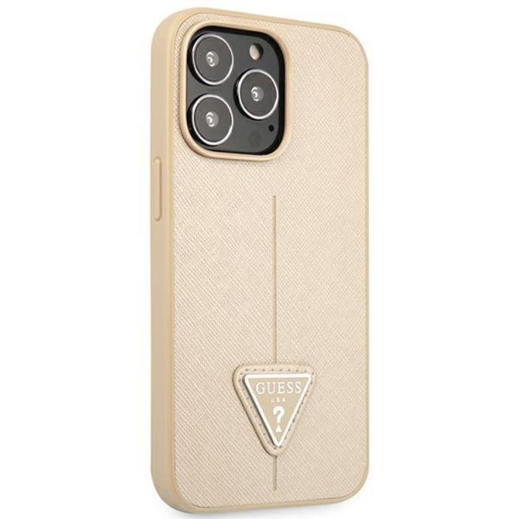 Guess Guess iPhone 13 Pro Skal Saffiano Triangle Logo - Beige