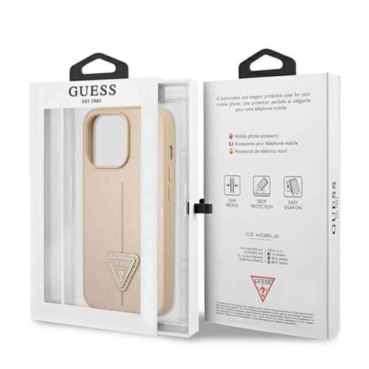 Guess Guess iPhone 13 Pro Skal Saffiano Triangle Logo - Beige