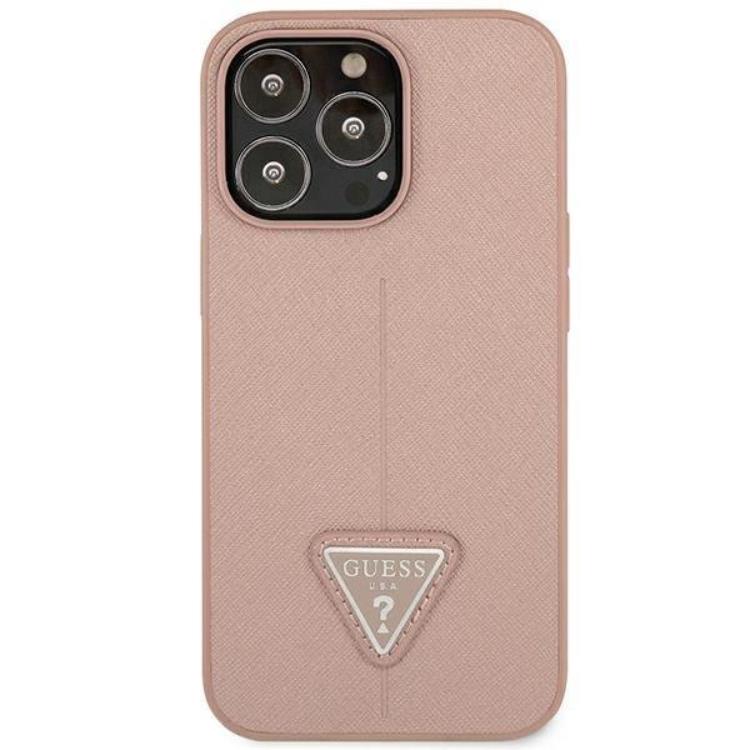 Guess GUESS iPhone 14 Pro Skal Saffiano Triangle Logo - Rosa