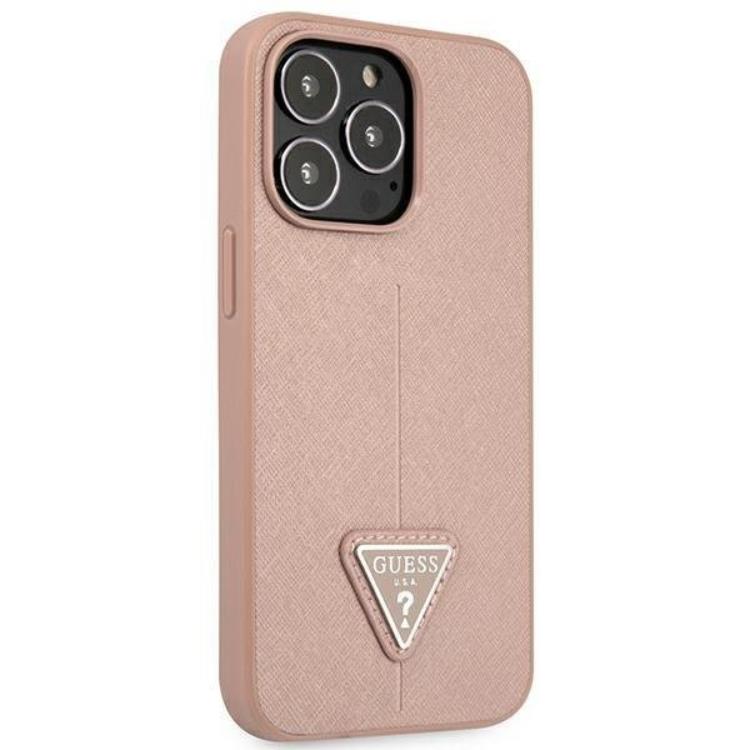 Guess GUESS iPhone 14 Pro Skal Saffiano Triangle Logo - Rosa