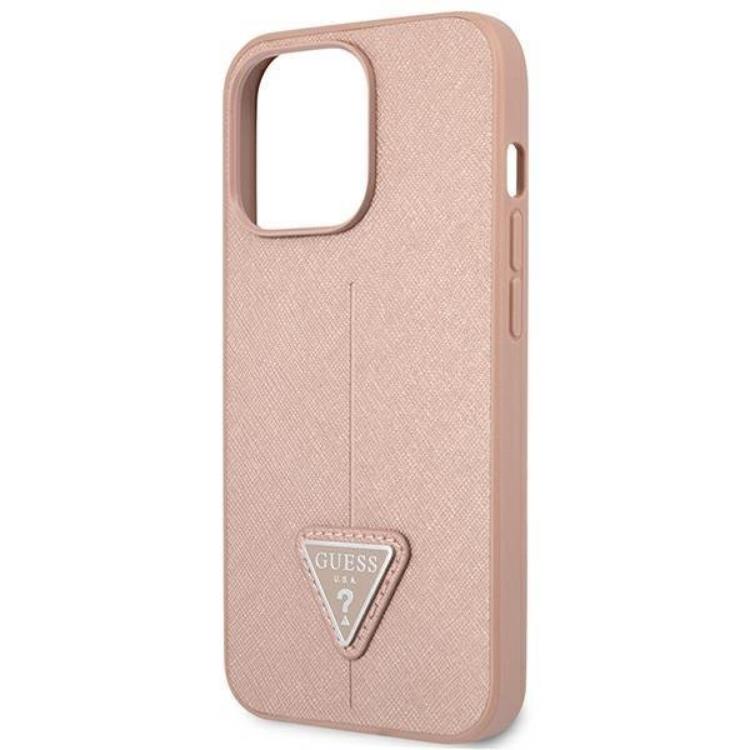 Guess GUESS iPhone 14 Pro Skal Saffiano Triangle Logo - Rosa
