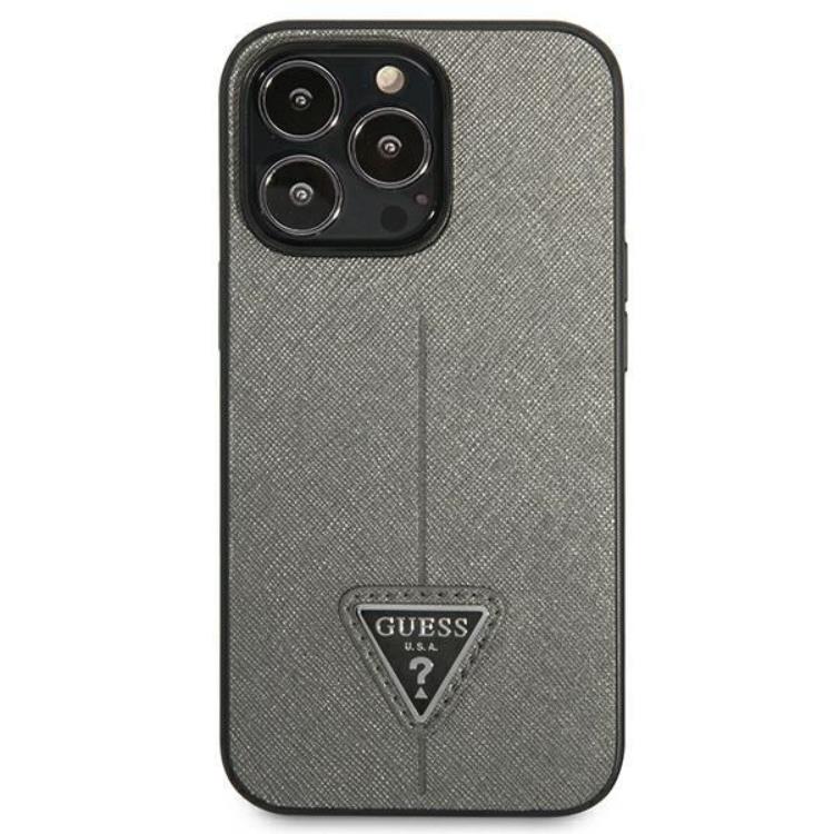 Guess GUESS iPhone 14 Pro Skal Saffiano Triangle Logo - Silver