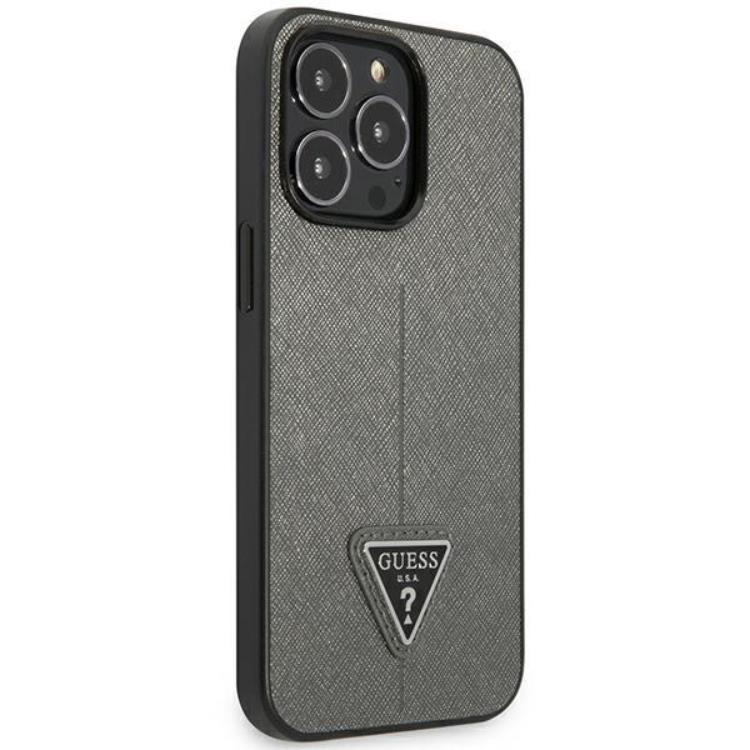 Guess GUESS iPhone 14 Pro Skal Saffiano Triangle Logo - Silver