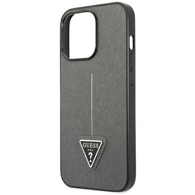 Guess GUESS iPhone 14 Pro Skal Saffiano Triangle Logo - Silver