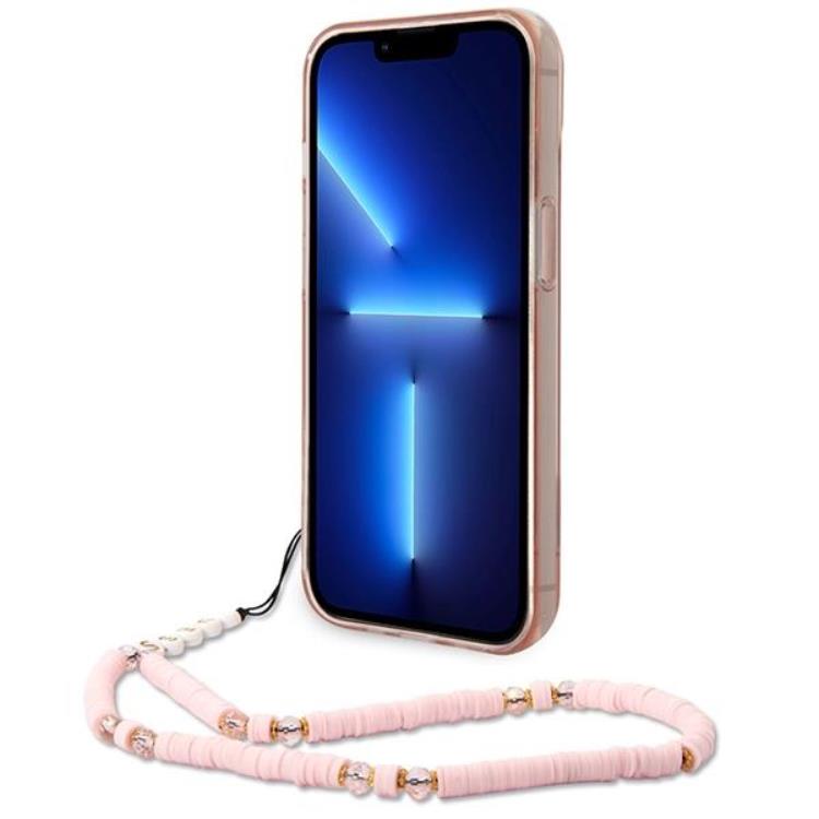 Guess GUESS iPhone 14 Plus Skal Translucent Pearl Strap - Rosa