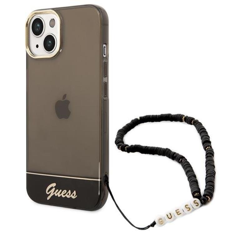 Guess GUESS iPhone 14 Skal Translucent Pearl Strap - Svart