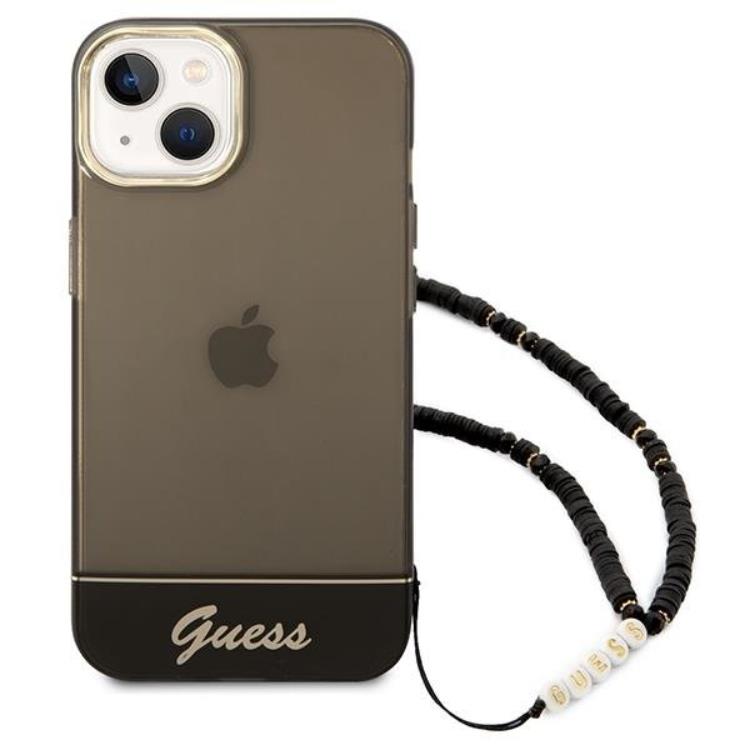 Guess GUESS iPhone 14 Skal Translucent Pearl Strap - Svart