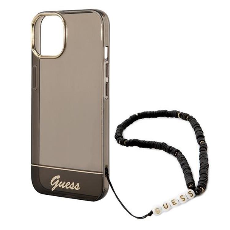 Guess GUESS iPhone 14 Skal Translucent Pearl Strap - Svart
