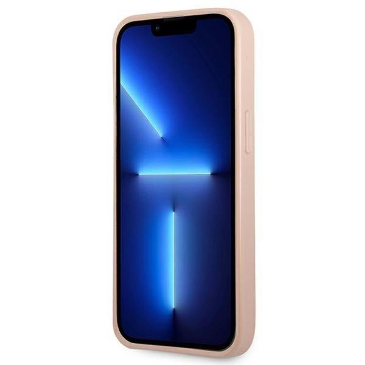 Guess Guess iPhone 13 Pro Max Skal Saffiano Triangle Logo Korthållare - Rosa