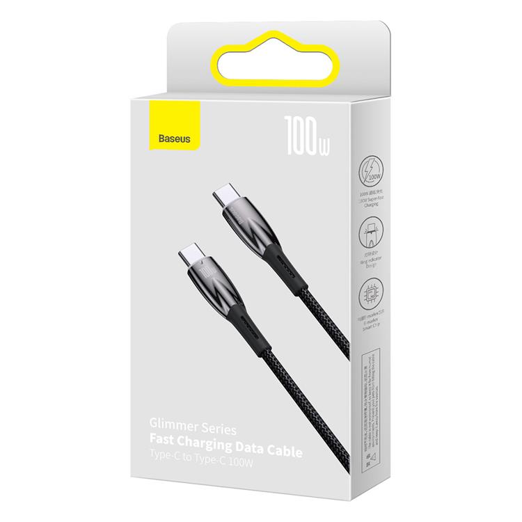 BASEUS Baseus USB-C till USB-C kabel 100W 2m - Svart