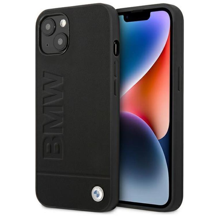 BMW BMW iPhone 14 Plus Skal Läder Stamp - Svart