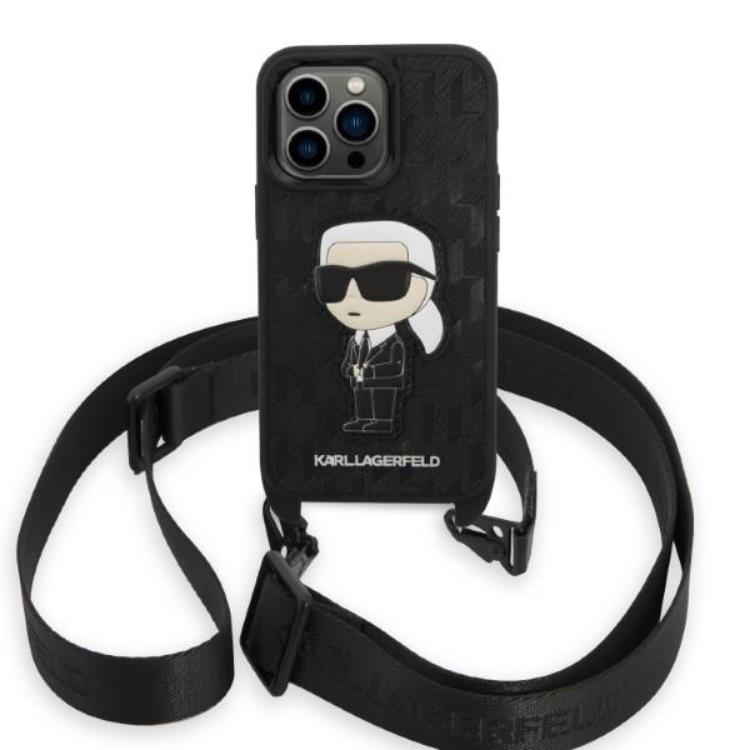 KARL LAGERFELD Karl Lagerfeld iPhone 14 Pro Skal med halsband Ikonik Patch - Svart
