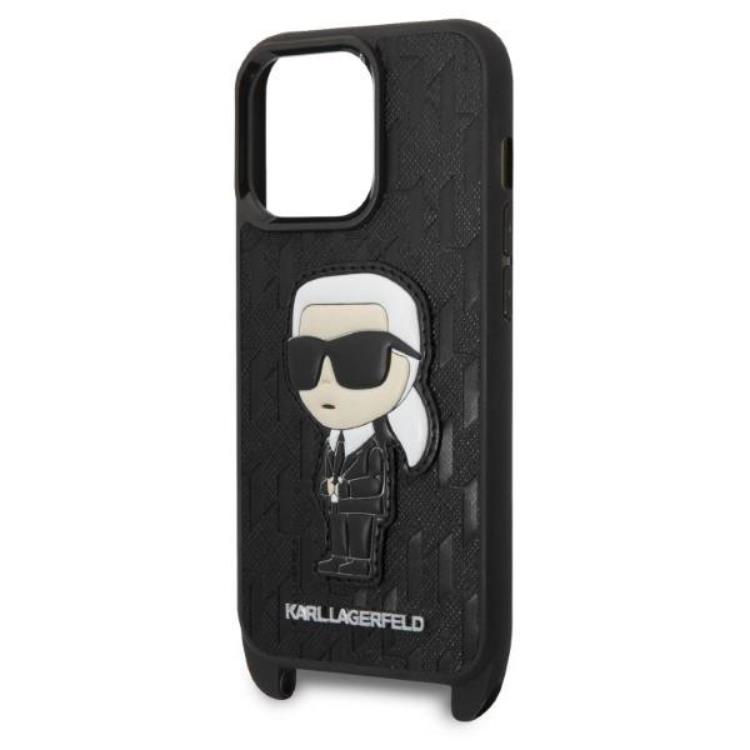 KARL LAGERFELD Karl Lagerfeld iPhone 14 Pro Skal med halsband Ikonik Patch - Svart
