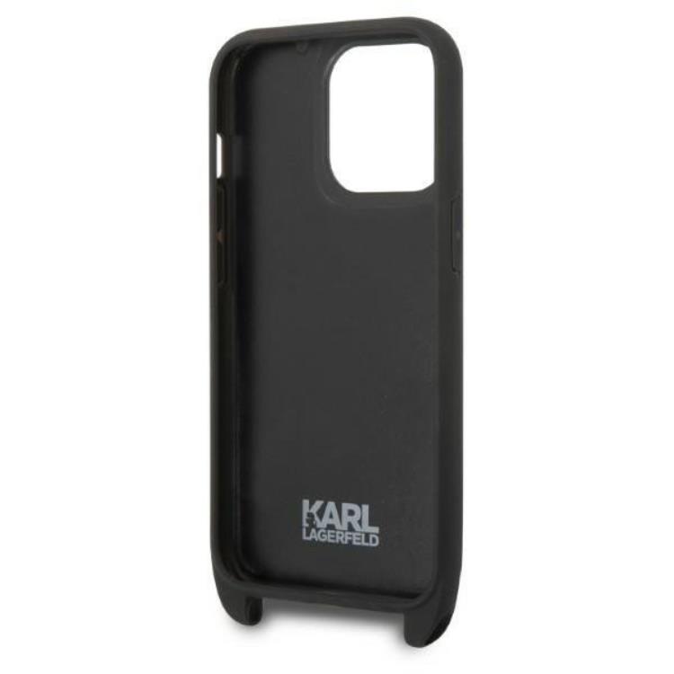 KARL LAGERFELD Karl Lagerfeld iPhone 14 Pro Skal med halsband Ikonik Patch - Svart