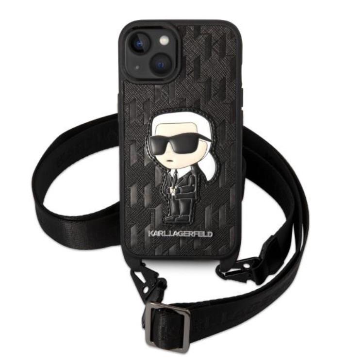 KARL LAGERFELD Karl Lagerfeld iPhone 14 Skal med halsband Ikonik Patch - Svart