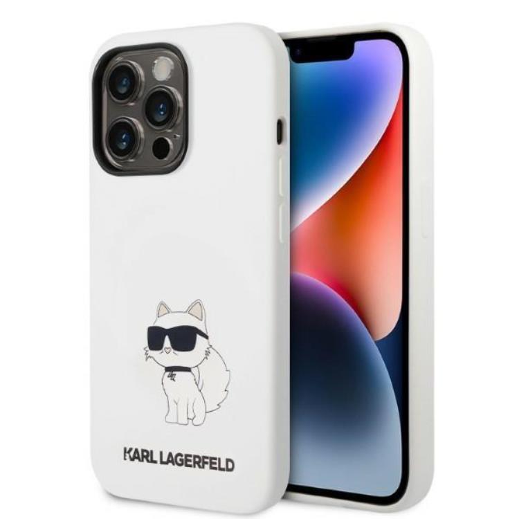 KARL LAGERFELD Karl Lagerfeld Magsafe iPhone 14 Pro Skal Choupette Silicone - Vit