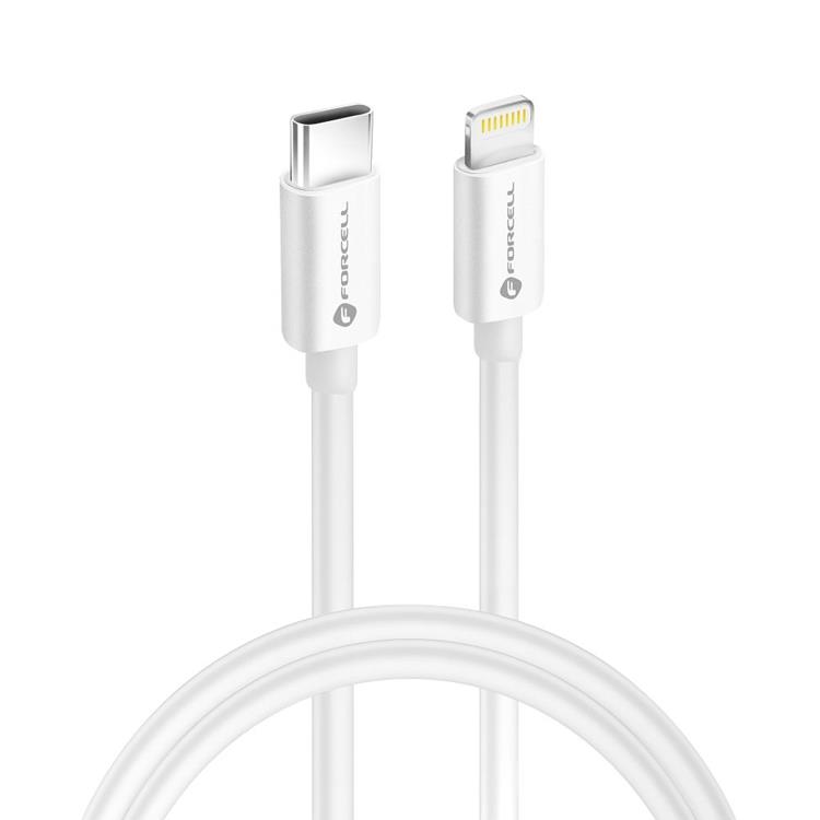 Forcell Forcell USB-C till Lightning kabel 30W 1m - Vit