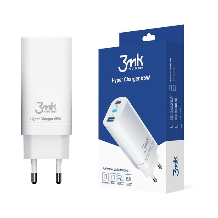 3MK 3MK Väggladdare Adapter USB-C/USB-A 65W Hyper - Vit