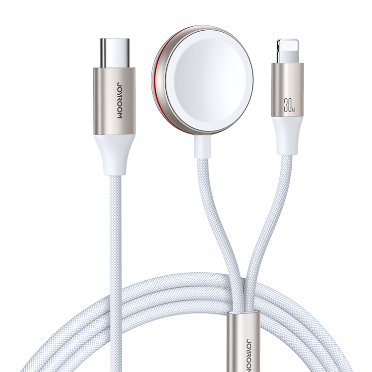 Joyroom Joyroom 2in1 Lightning Kabel Och Inductive Laddare 1.5m - Vit