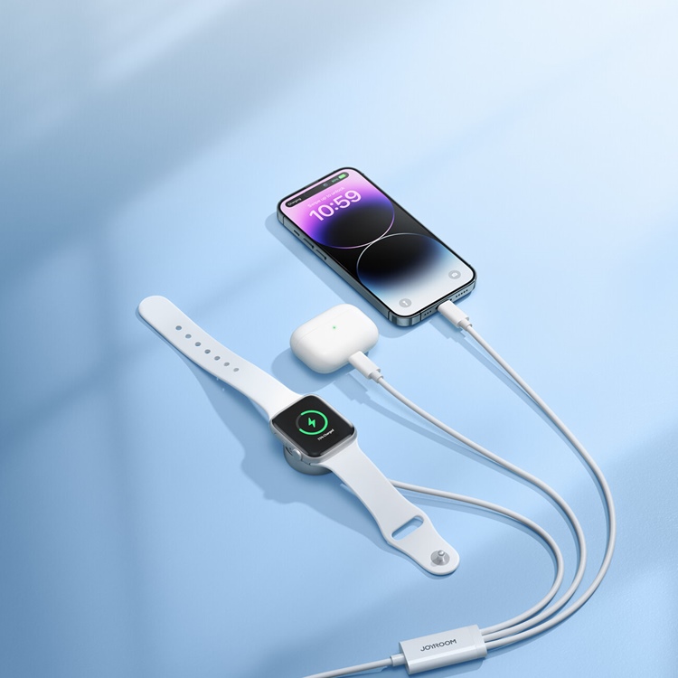 Joyroom Joyroom 3in1 USB-A till 2x Lightning och Apple watch Laddare 1.2m