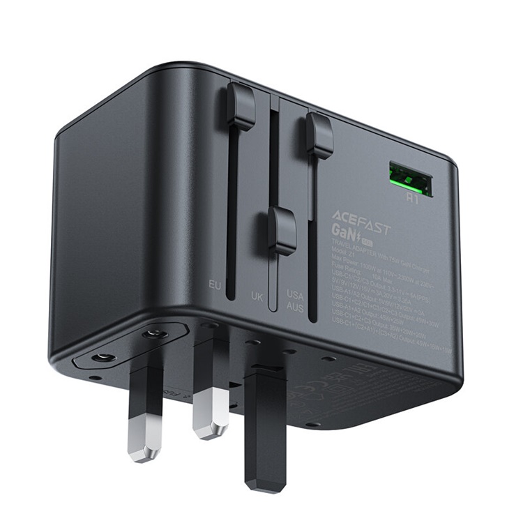 Acefast Acefast Reseladdare Adaptrar 3x USB-C/2x USB-A - Svart