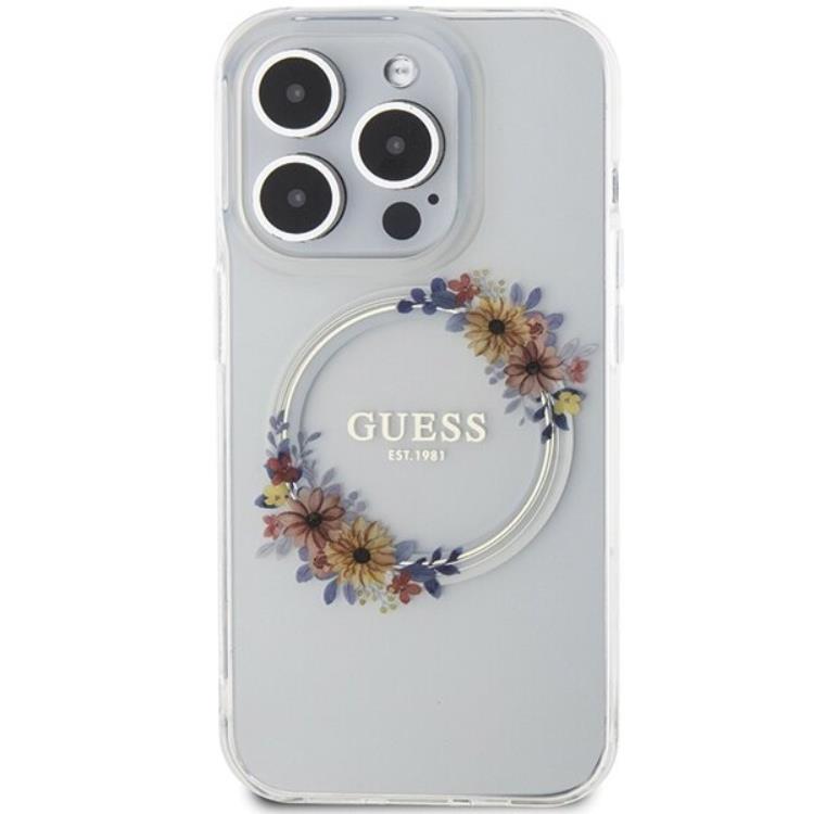 Guess Guess Mobilskal till iPhone 15 Pro Magsafe IML Flowers Wreatch