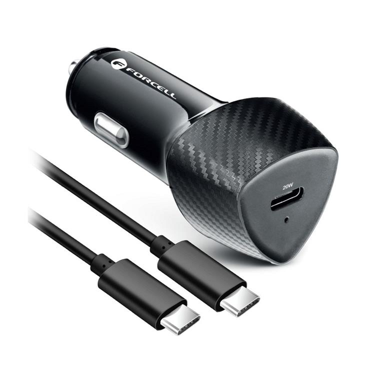 Forcell Forcell Billaddare USB-C Med Kabel Typ-C - Svart
