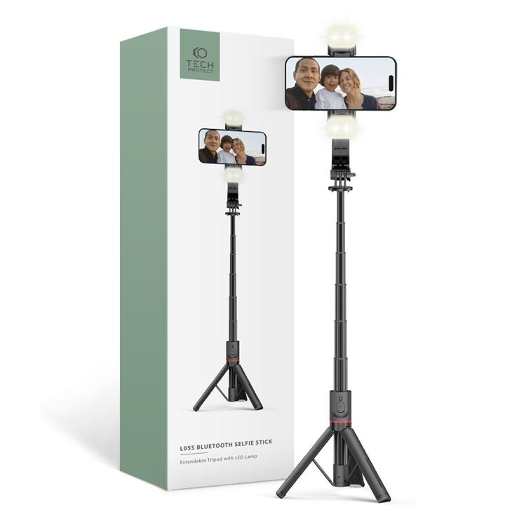 Tech-Protect Tech-Protect Bluetooth Selfie Stick Tripod Med LED Light L05S - Svart