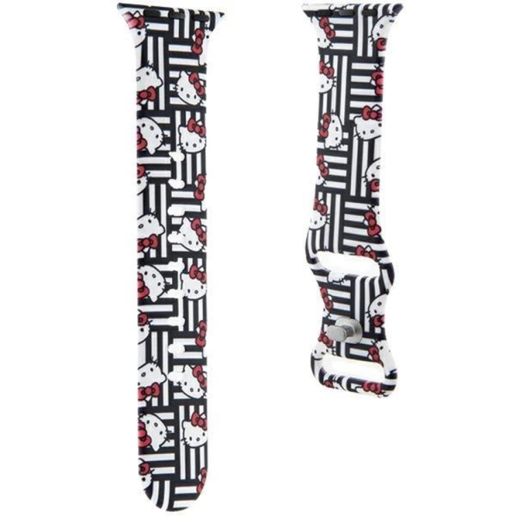 Hello Kitty Hello Kitty Apple Watch (38/40/41mm) Armband Heads & Stripes - Svart