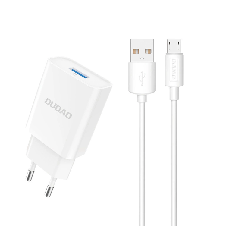 Dudao Dudao Väggladdare USB-A Med Micro-USB Kabel - Vit