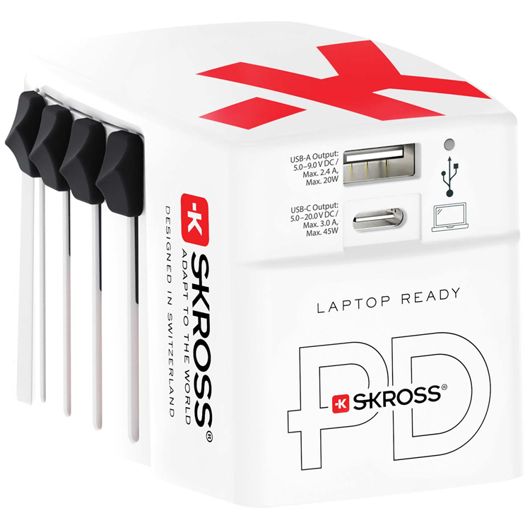 SKROSS SKROSS World Adapter USB-A/USB-C 45W - Vit