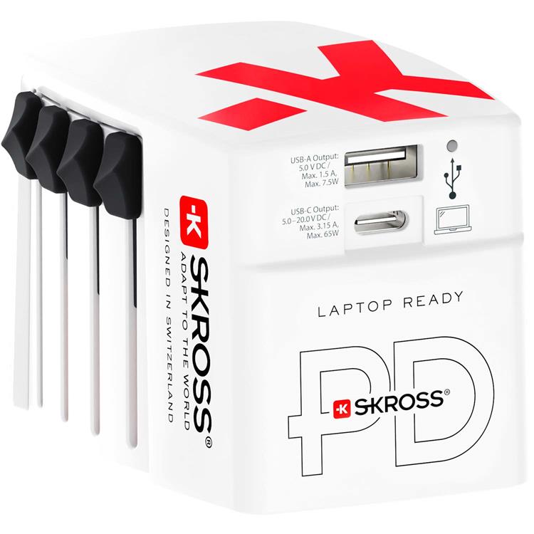 SKROSS SKROSS World Adapter USB-A/USB-C 65W - Vit